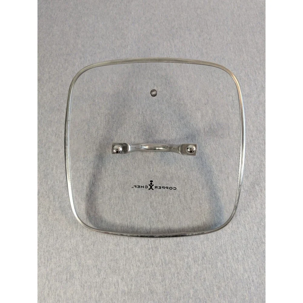 Copper Chef Square Clear Glass Lid w/ Stainless Steel Handle Approx 9.25 in.
